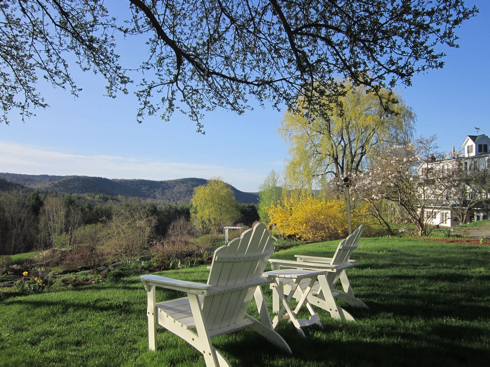 Foldable chairs and tables placed at Hay Creek Hotels