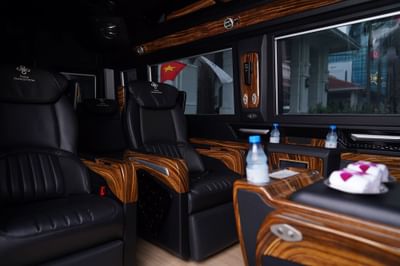 Luxury van interior with leather seats at Hanoi Daewoo Hotel