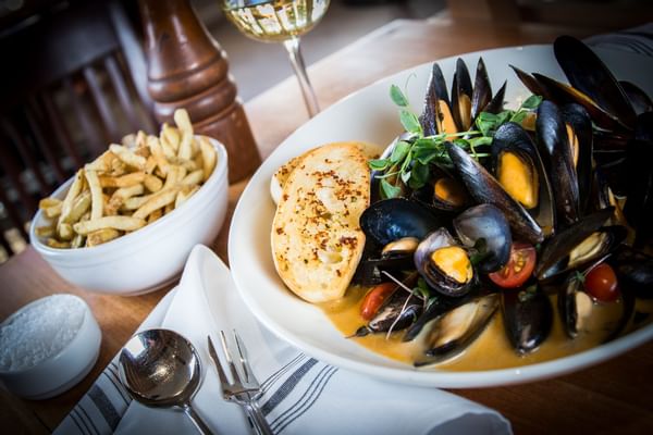 Clam dish with fries