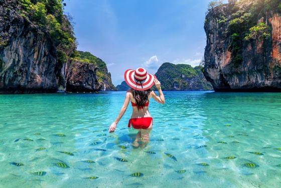 A lady wearing a hat in Phuket Tour at Amatara Wellness Resort
