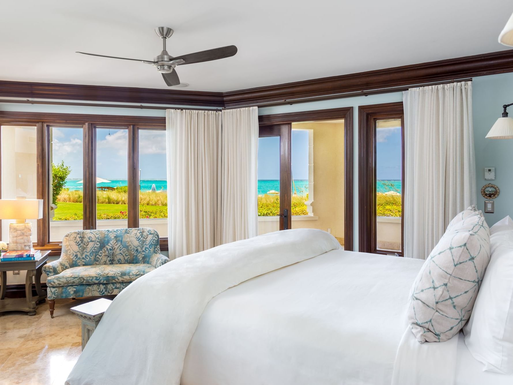 King bed in Three Bedroom Ocean Front at Somerset On Grace Bay