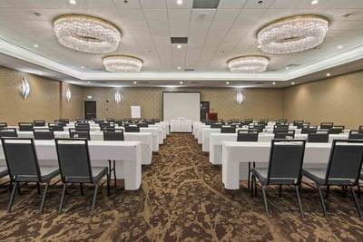 conference room with tables and chairs