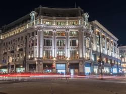Night view of Oxford Street London near St. Giles Hotel