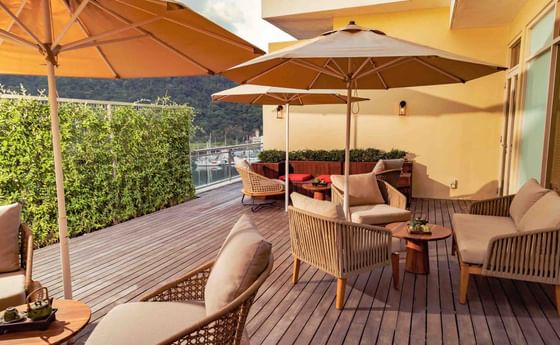 Patio relaxing lounge area overlooking the sea at The Danna Langkawi