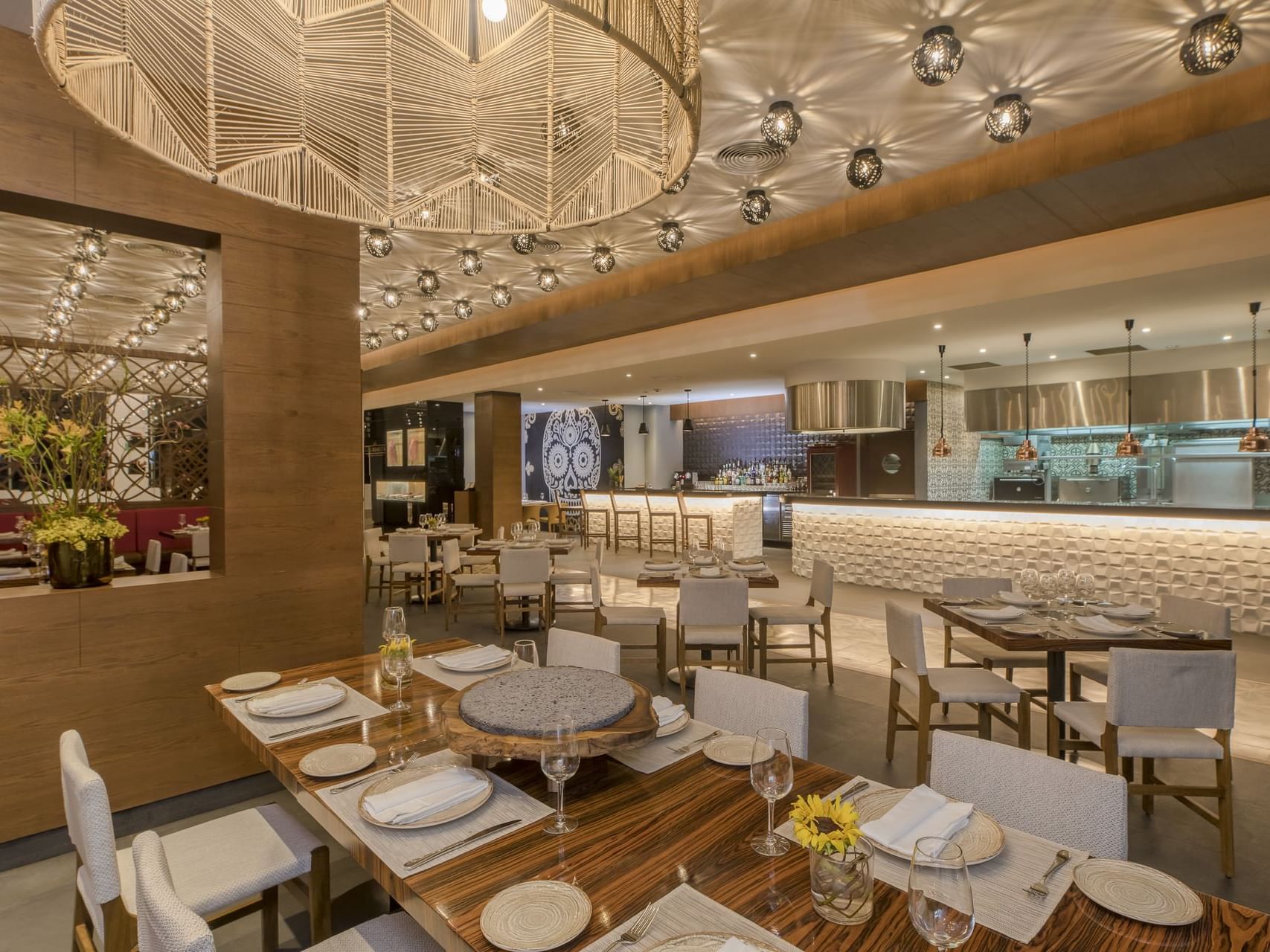 Dining set-up of Agua Bendita restaurant at Haven Riviera Cancun