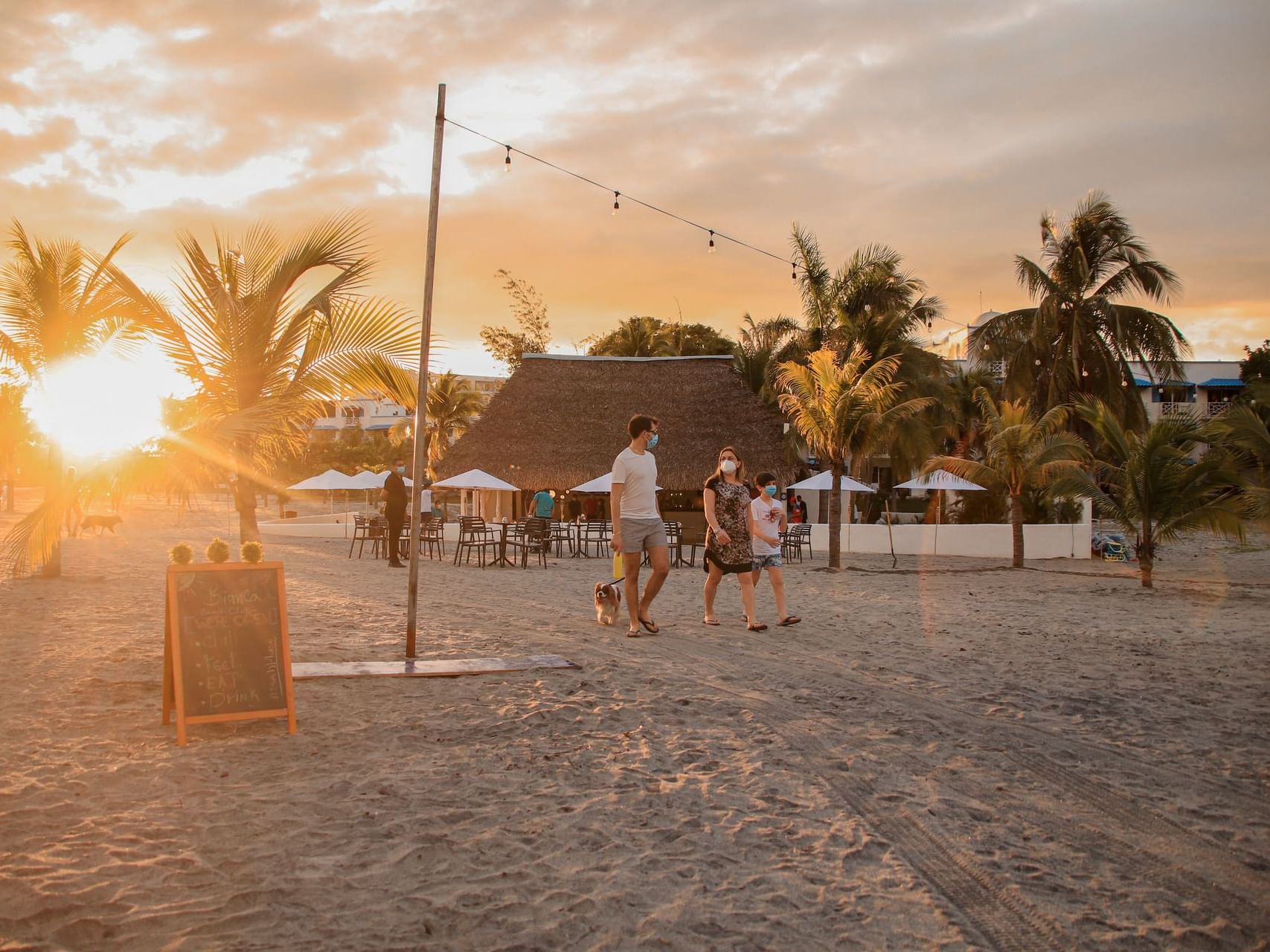 Bianca beach club at sunset near Playa Blanca Beach Resort