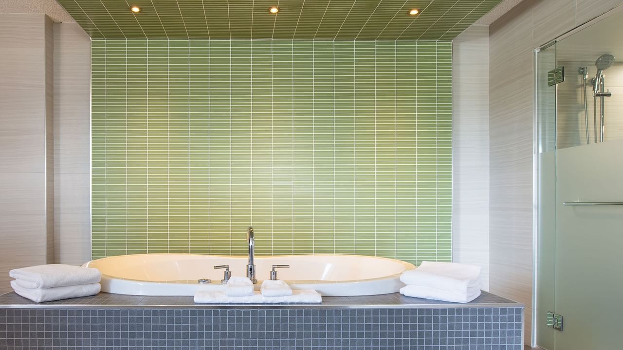 A soaker tub