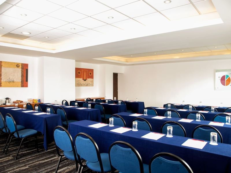 Salon BC with meeting room table setup at Fiesta Inn Hotels