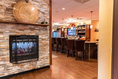 A fish tank in the bar at The IowaStater Restaurant