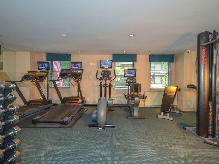 a gym with exercise equipment