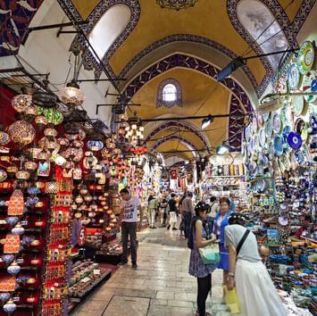 People shopping an ornamentals in Grand Bazaar near Titanic Business Kartal