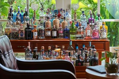 Verandah Lounge bar area filled with liquor at Danna Langkawi