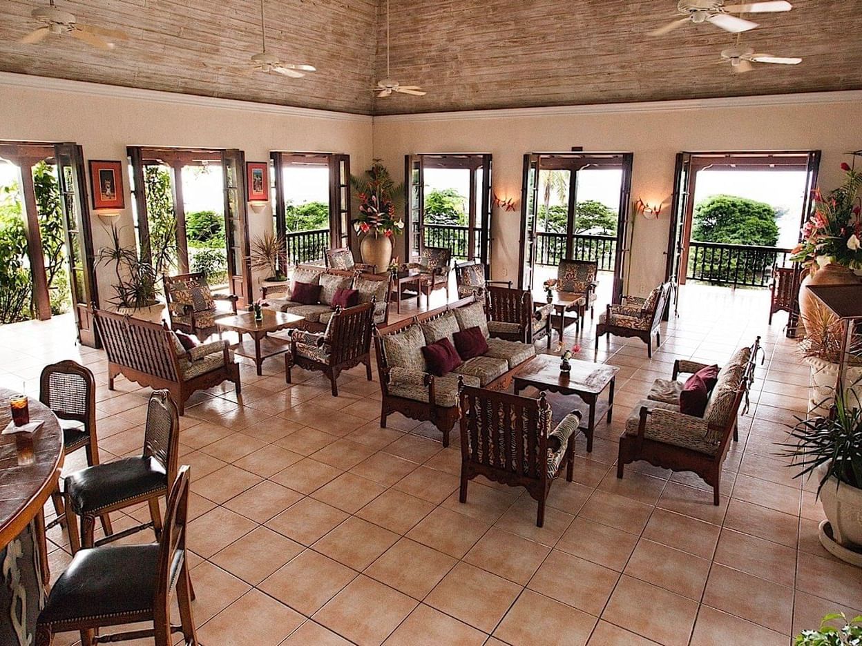 tables in restaurant with open doors