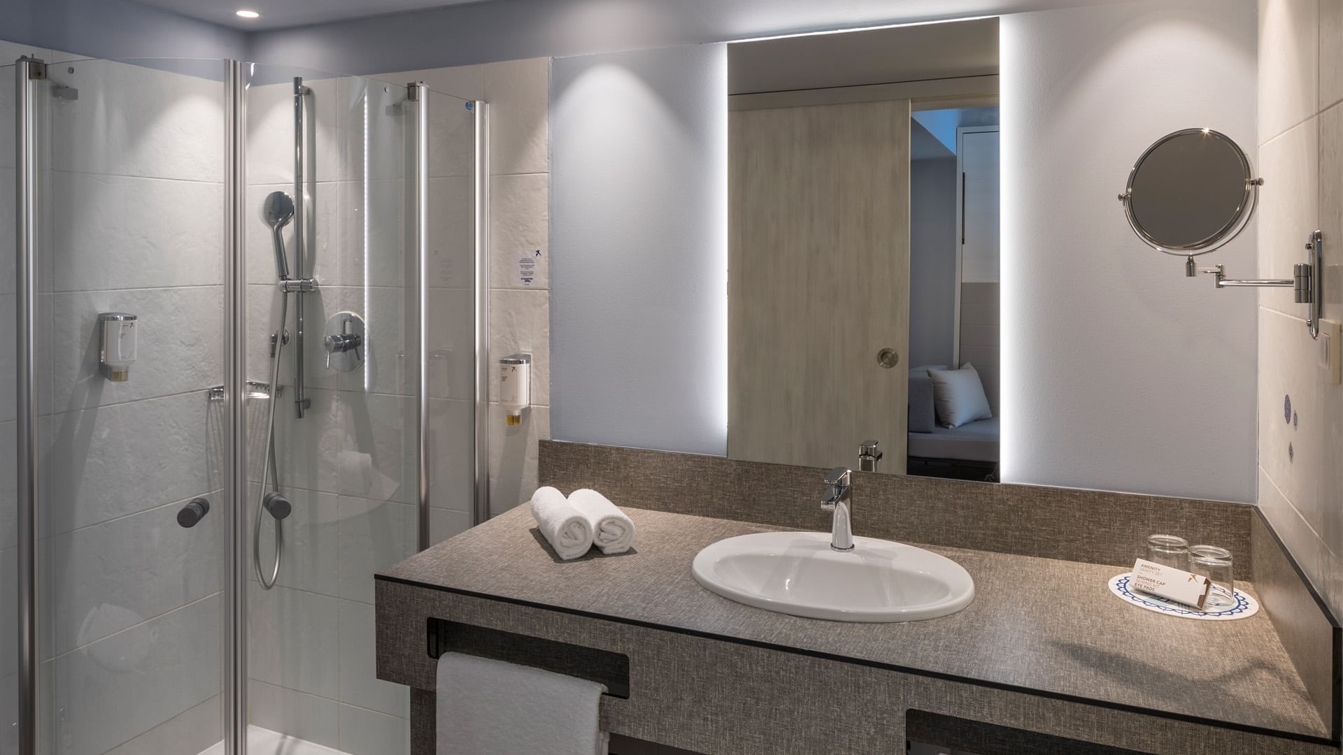 Bathroom vanity in Comfort Double Room at Falkensteiner Hotels