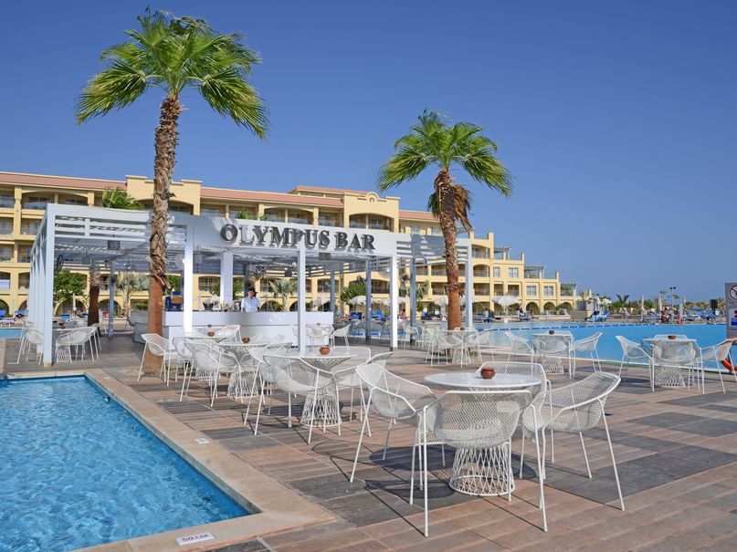 Pool with olympus bar table set up at pickalbatros hotels