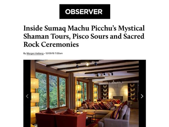 Article published on observer about Hotel Sumaq