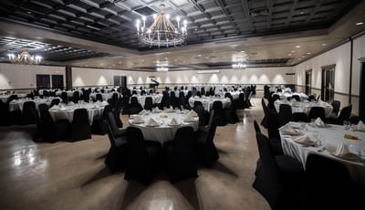 chairs and tables in a ballroom