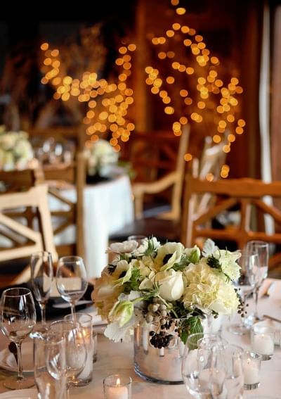 Close-up of banquet table in a Ballroom at Stein Eriksen Lodge