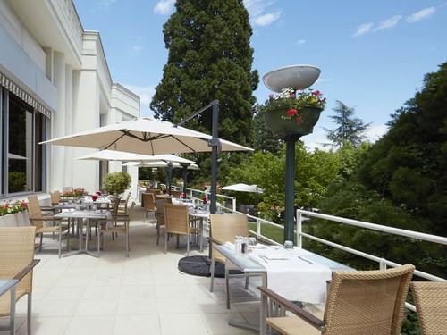 Terrace at Domaine de Divonne Hotel in Divonne-les-Bains