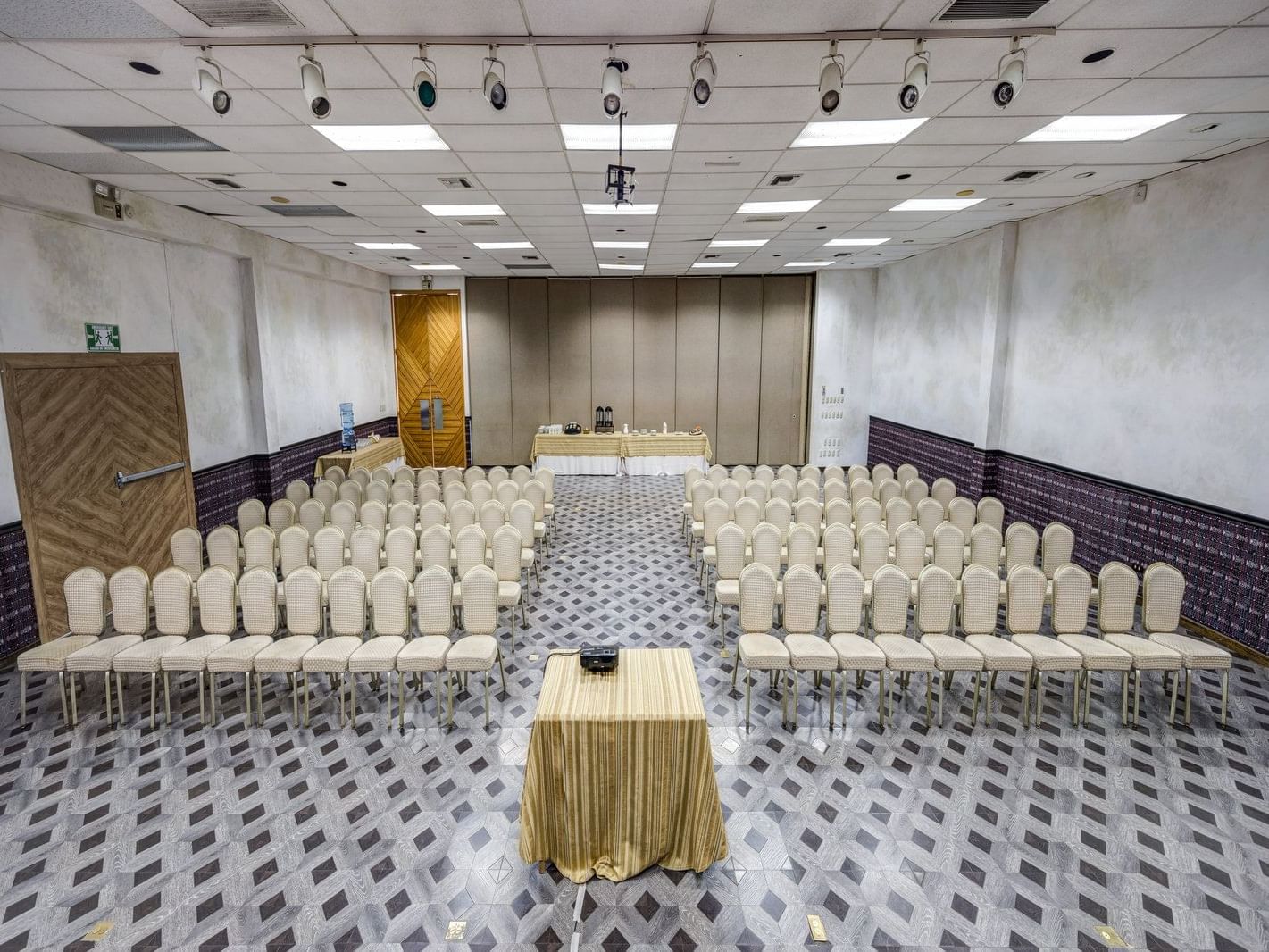 Theater set-up in Los Volcanes with a refreshments corner at Porta Hotel del Lago