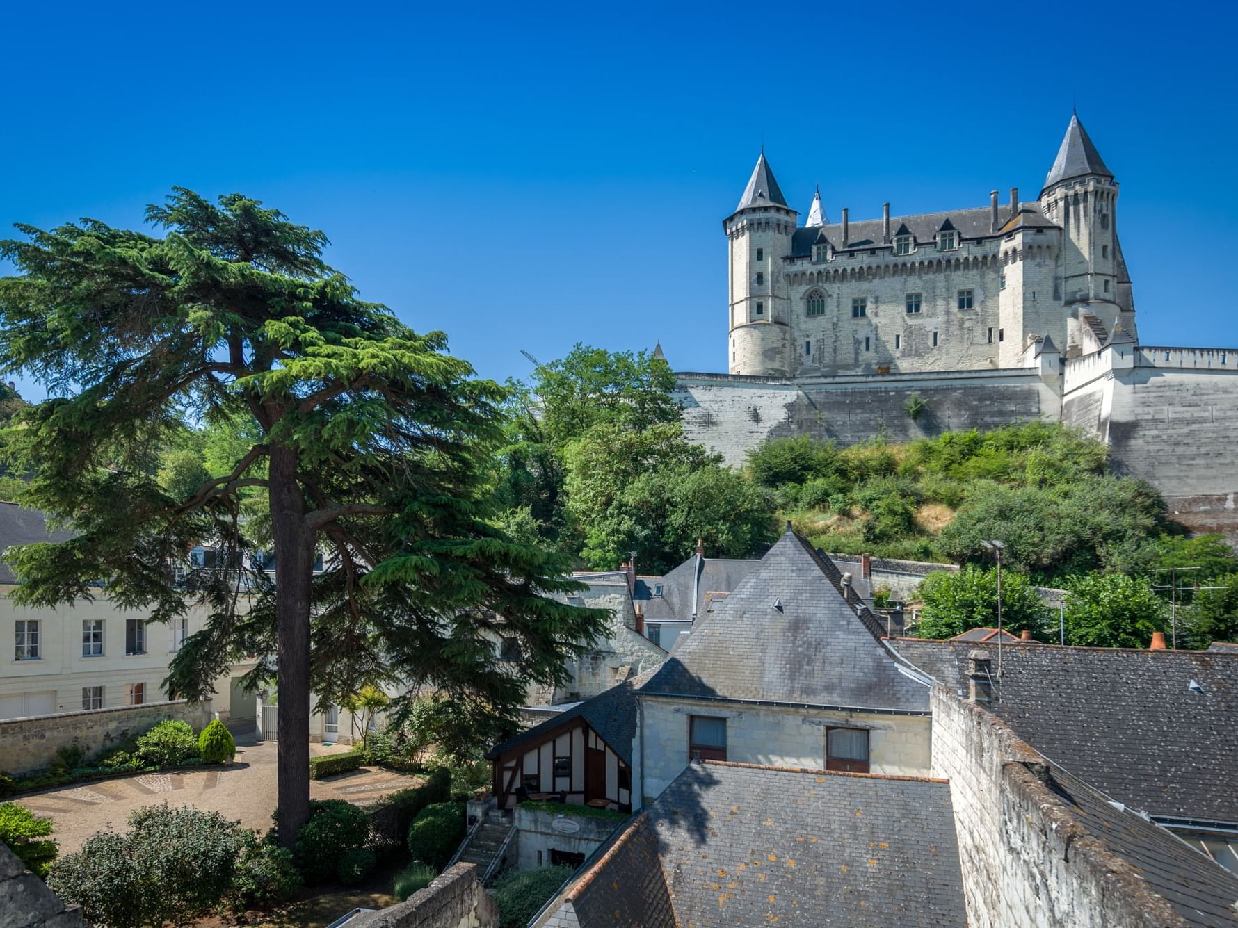 View of an ancient castle near hotel Costieres