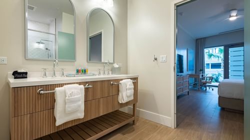 Bathroom vanities in 2-bedroom Family Suite at WaterColor Inn