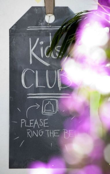 Closeup of the signboard of Kids club Marbella Club