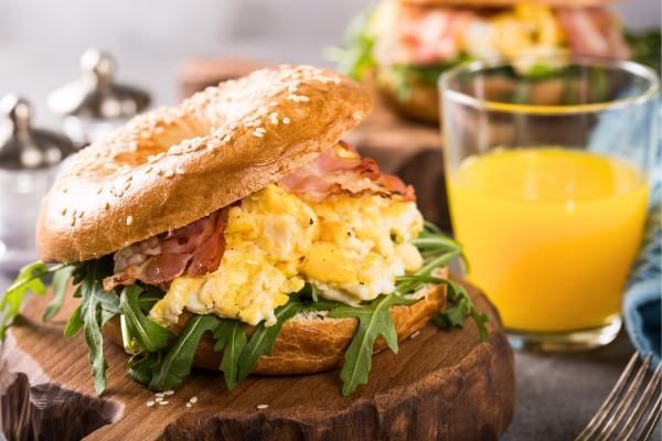 Breakfast baps, a great breakfast conference food idea