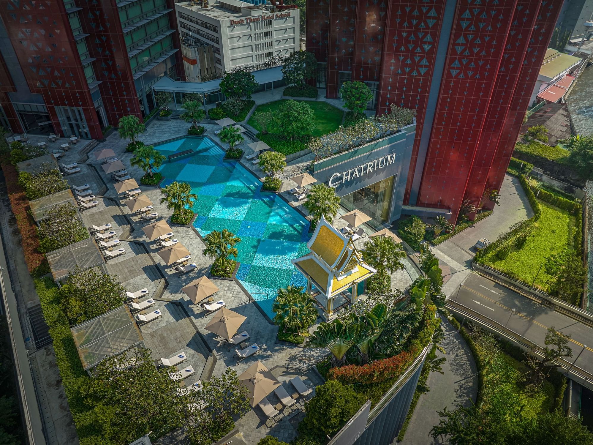 Aerial view of the pool at Chatrium Hotels & Residences