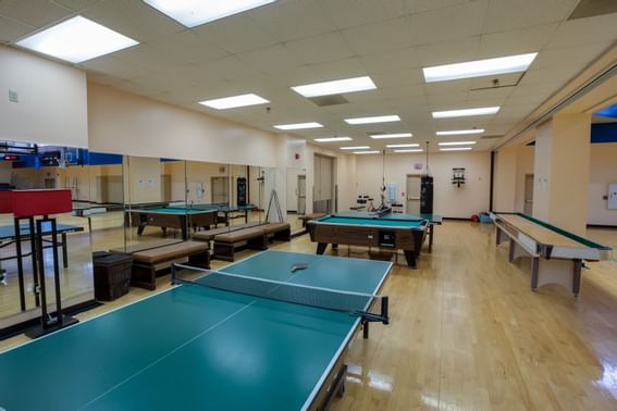 Ping pong tables in a room at NCED Hotel and Conference Center