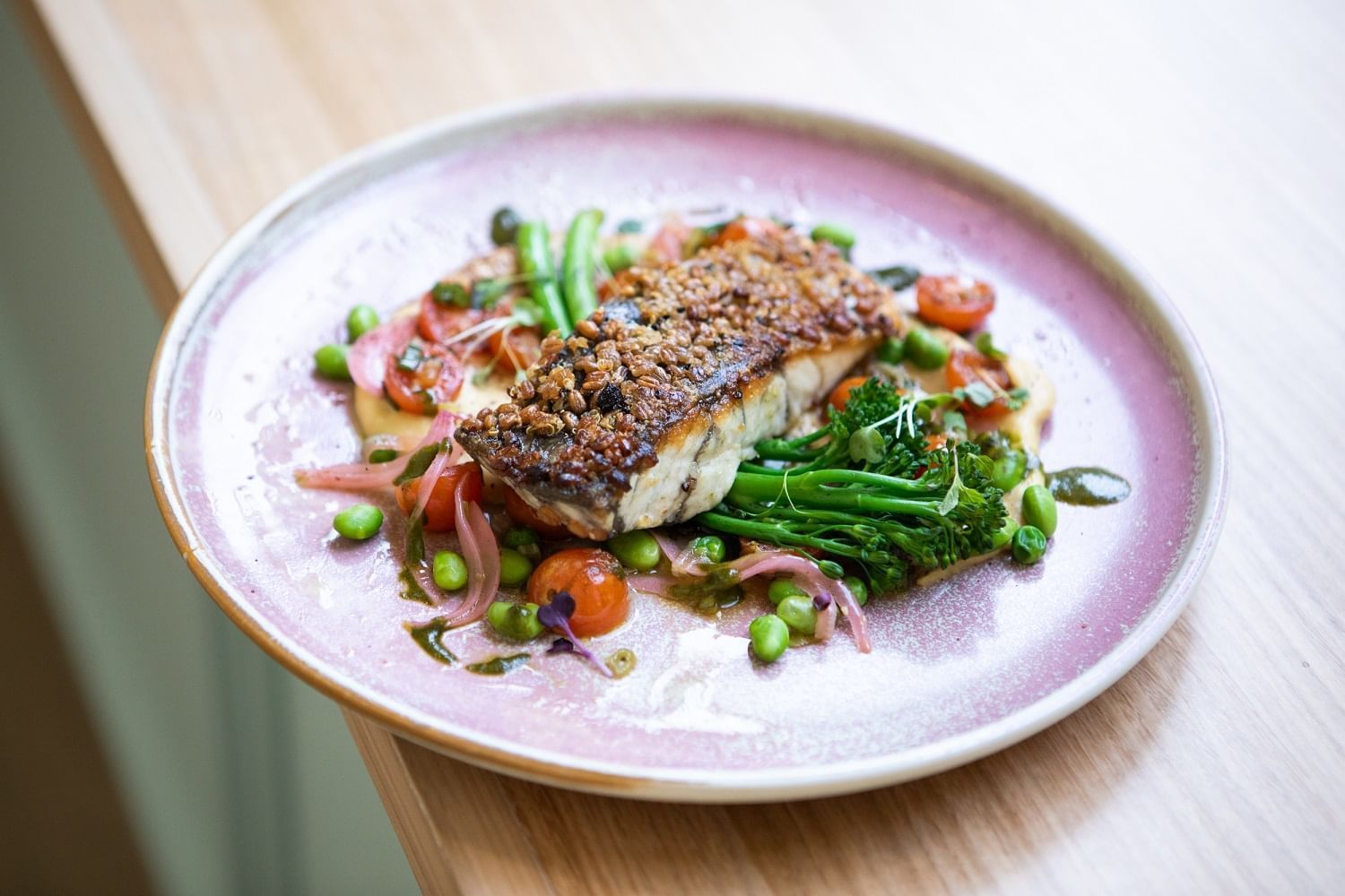Prepared fish dish with vegetables from the hotel dining selection