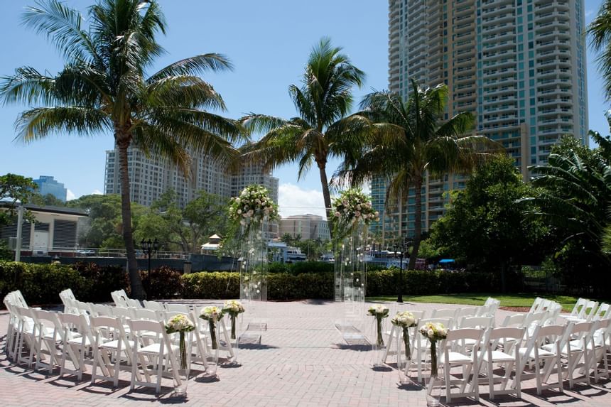 outdoor wedding venue with palm trees