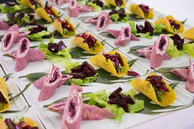 Vegan Taco meals served on a table at Bougainvillea Barbados
