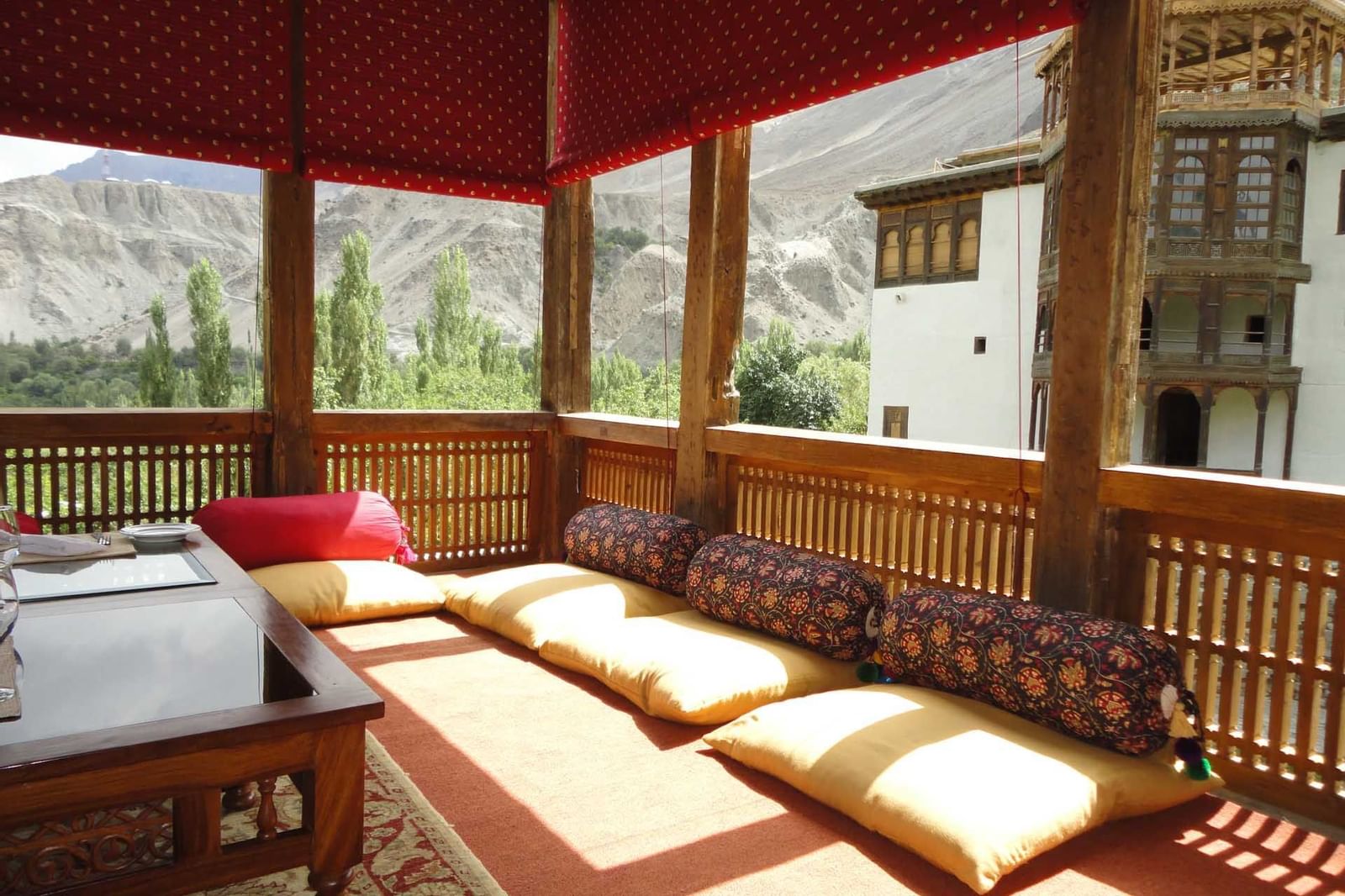 Khatamband Loggia Restaurant interior at Serena Khaplu Palace
