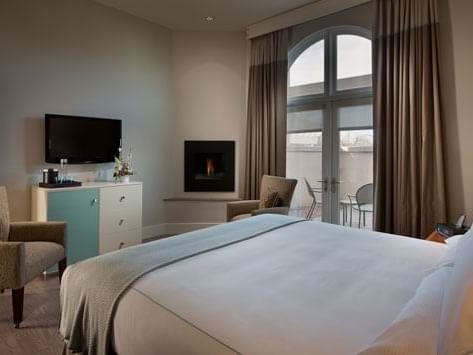 Bed in hotel room