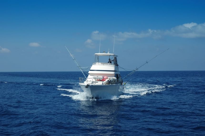 A fishing boat in the ocean near our hotel on the Jersey shore