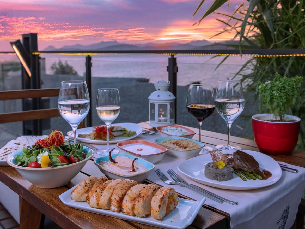 Table setup in the terrace in Main Restaurant at Senses Hotel