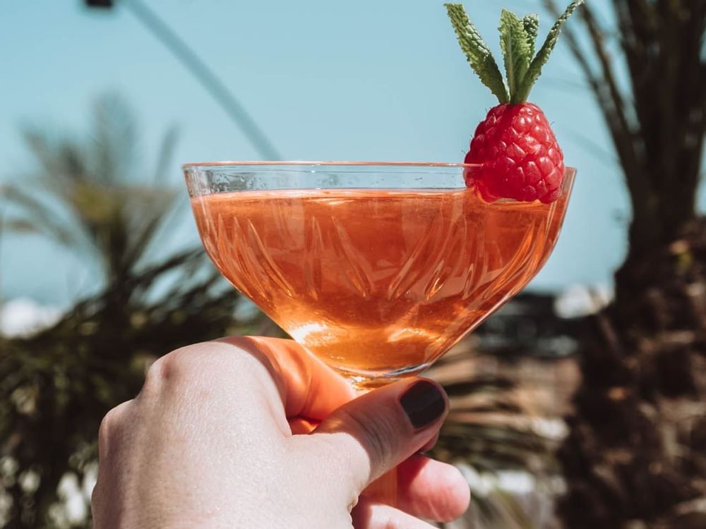 Spring Break Cocktail in Hands at Almanac Group