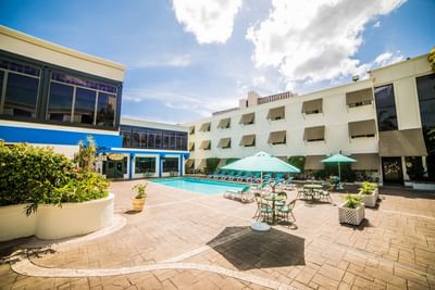 hotel courtyard from sky