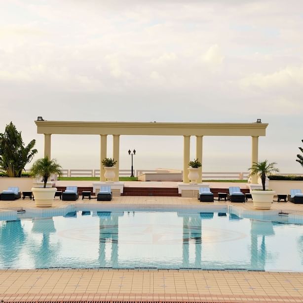 Sunbeds by the Hotel pool at Polana Serena Hotel