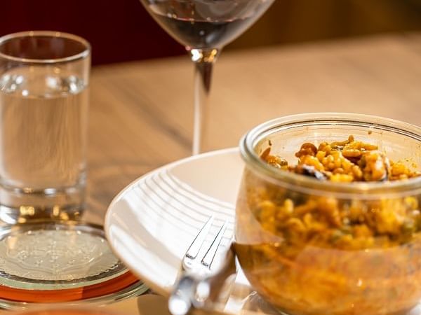 Close-up of Vrai & Bon featured meal served at Hotel Saint James