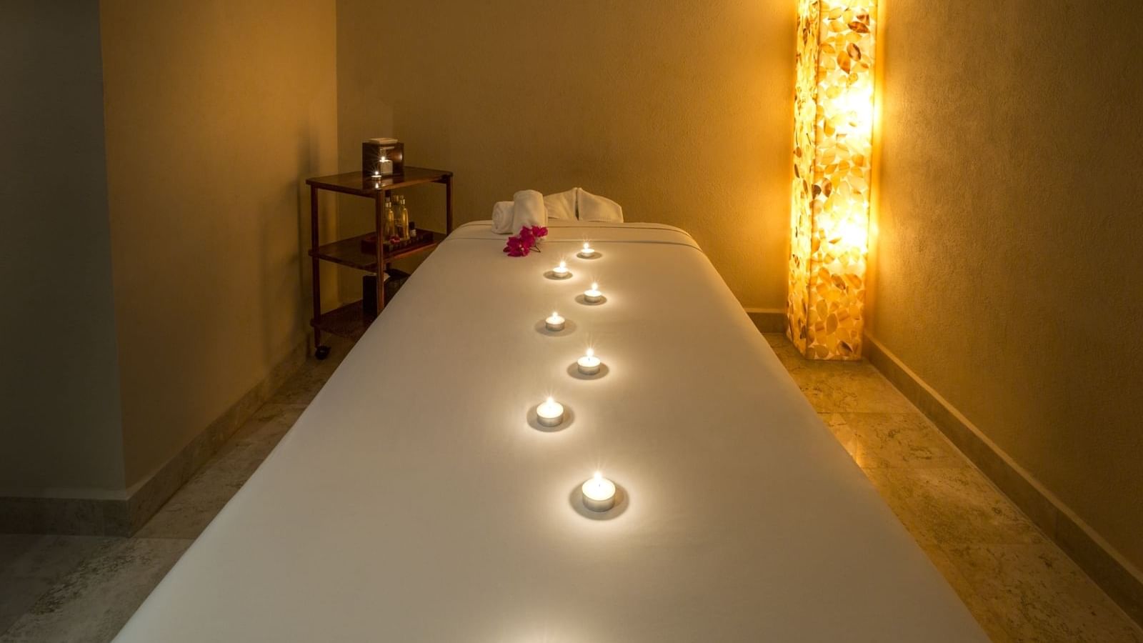 Spa bed & scented candles in Health club at FA Acapulco Villas