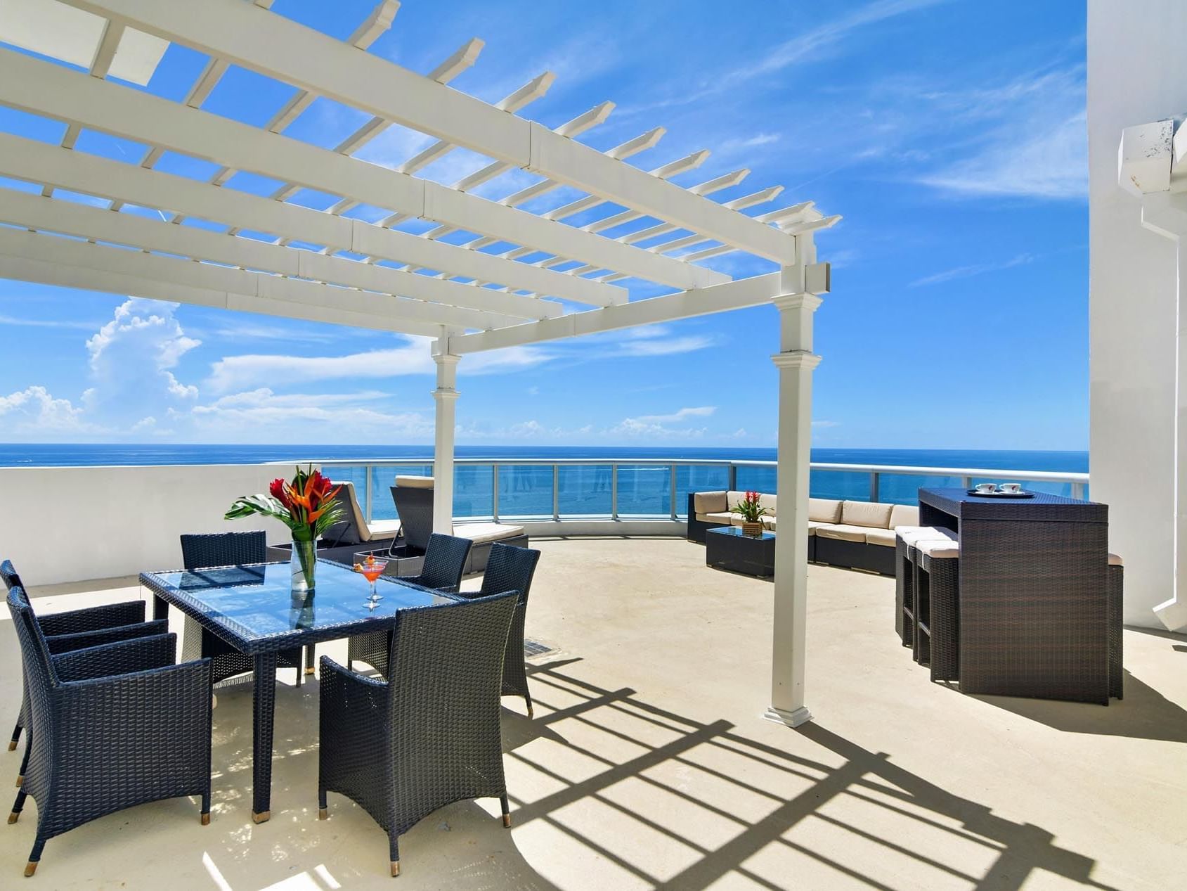 The terrace at Two-story Oceanfront Penthouse of Marenas Miami