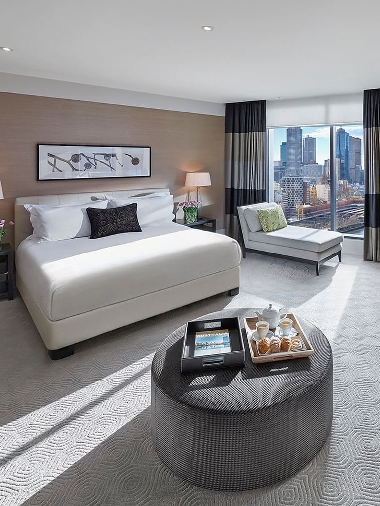 Interior of Studio Room bedroom at Crown Towers Melbourne