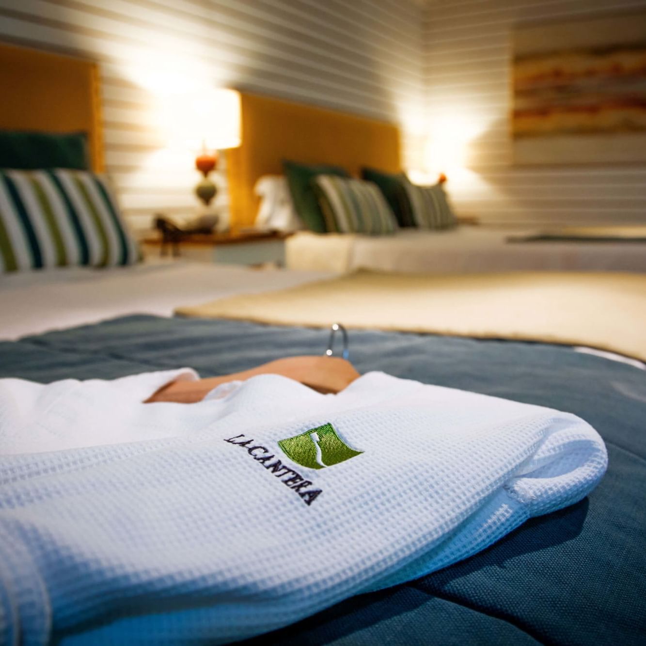 Close up of a towel on a bed at La Cantera Lodge 