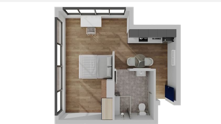 UL Melbourne CBD Studio Accessible Apartment - Floorplan
