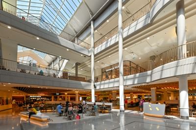 The crowd in a shopping mall near Nesuto Canberra Apartment 