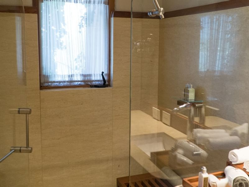 Shower area in the Deluxe Double Villa at Gamma Hotels