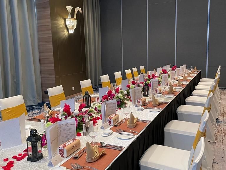 Elegant long table decorated with flowers at Sunway Hotel Big Box
