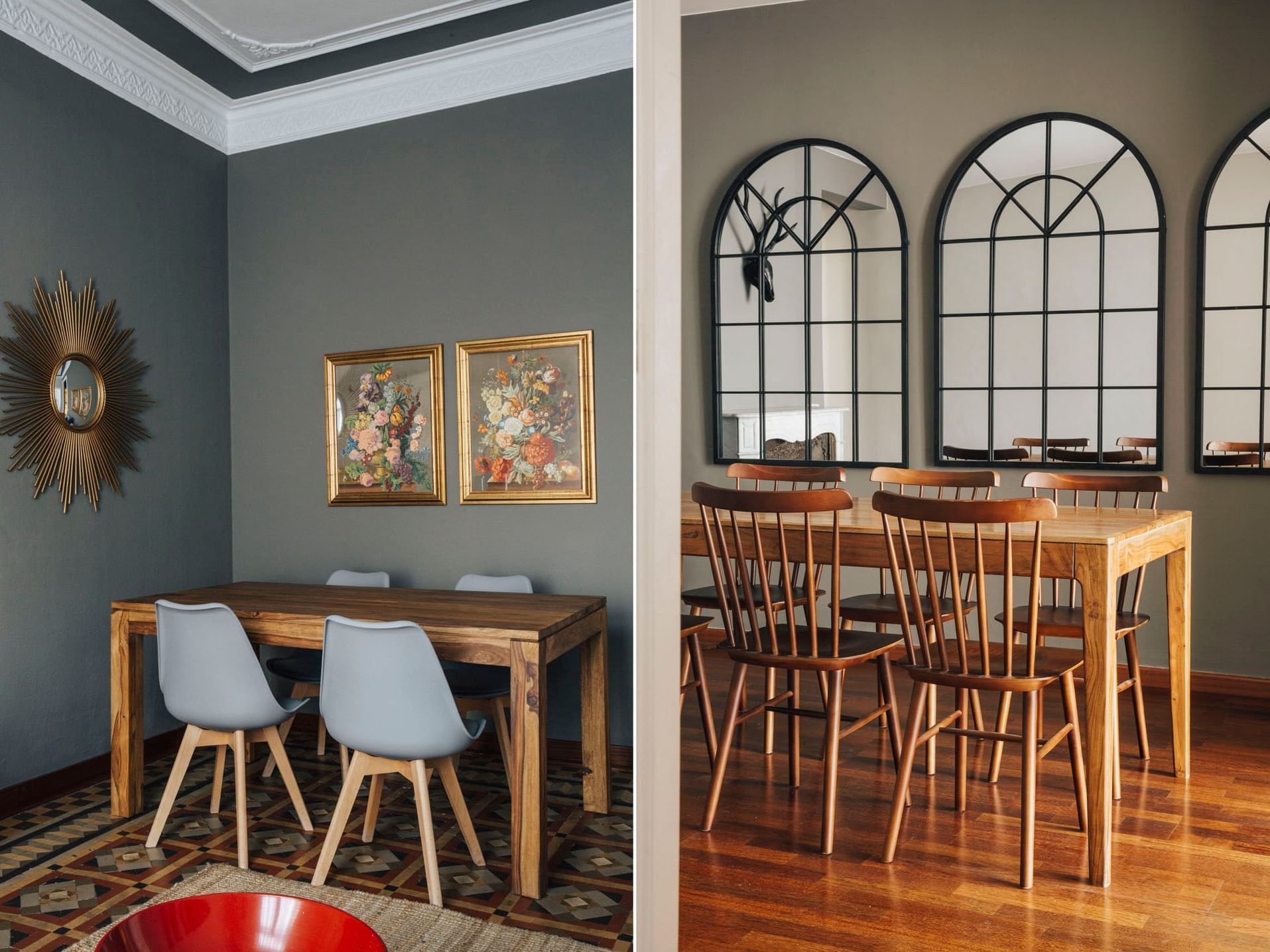 A collage of the deluxe room Dining area at Barcelona Apartment